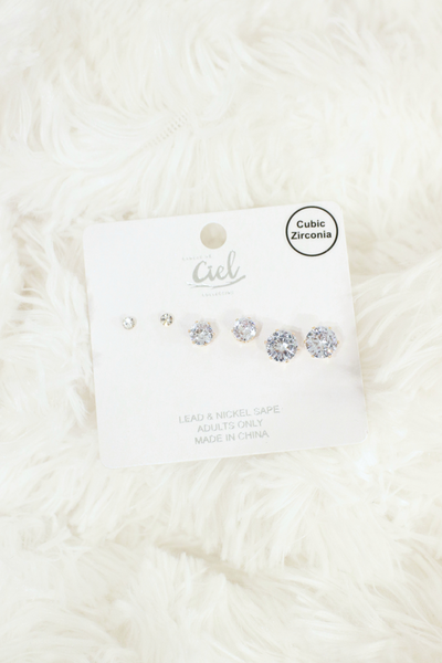Jeans Warehouse Hawaii - CUBIC Z STUDS - SPARKLE AND SHINE EARRINGS | By DUELLE FASHION INC