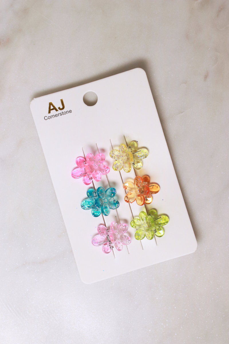 Jeans Warehouse Hawaii - CLAW CLIPS - GLITTER  FLOWER CLIPS | By JG ACCESSORIES INC