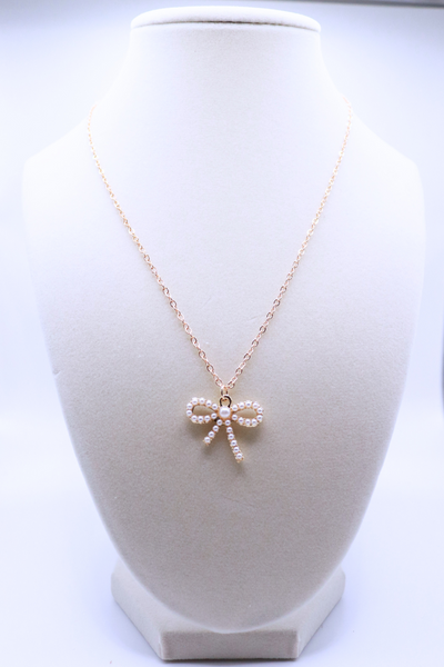 Jeans Warehouse Hawaii - NECKLACE SHORT PENDANT - PEARL BOW NECKLACE | By ODIN FASHION CORP