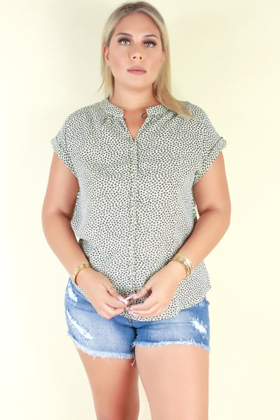 Jeans Warehouse Hawaii - PLUS S/S PRINT WOVEN TOPS - CHANGE YOUR MIND TOP | By ZENOBIA