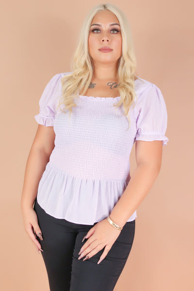 Jeans Warehouse Hawaii - PLUS S/S SOLID WOVEN TOPS - CONFIDENCE TOP | By ZENOBIA