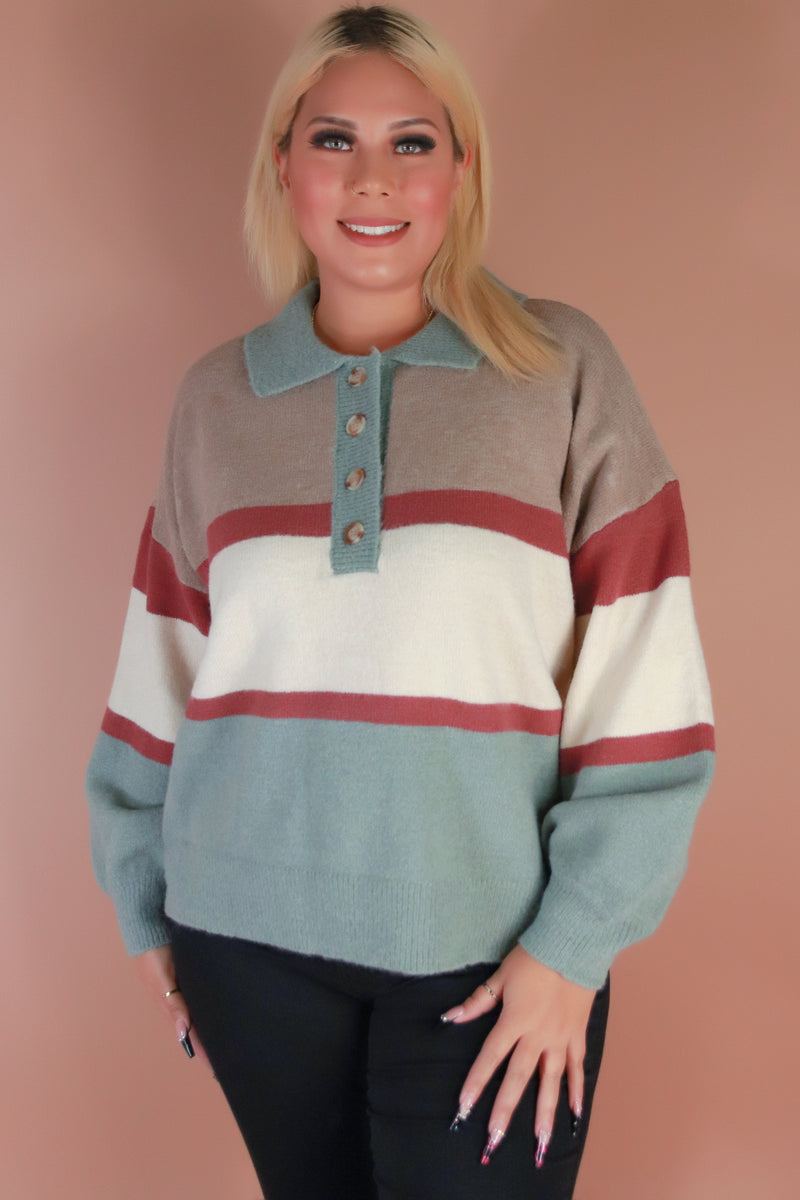 Jeans Warehouse Hawaii - PLUS PTTN LONG SLV TOPS - KEEP UP WITH ME SWEATER | By TASHA