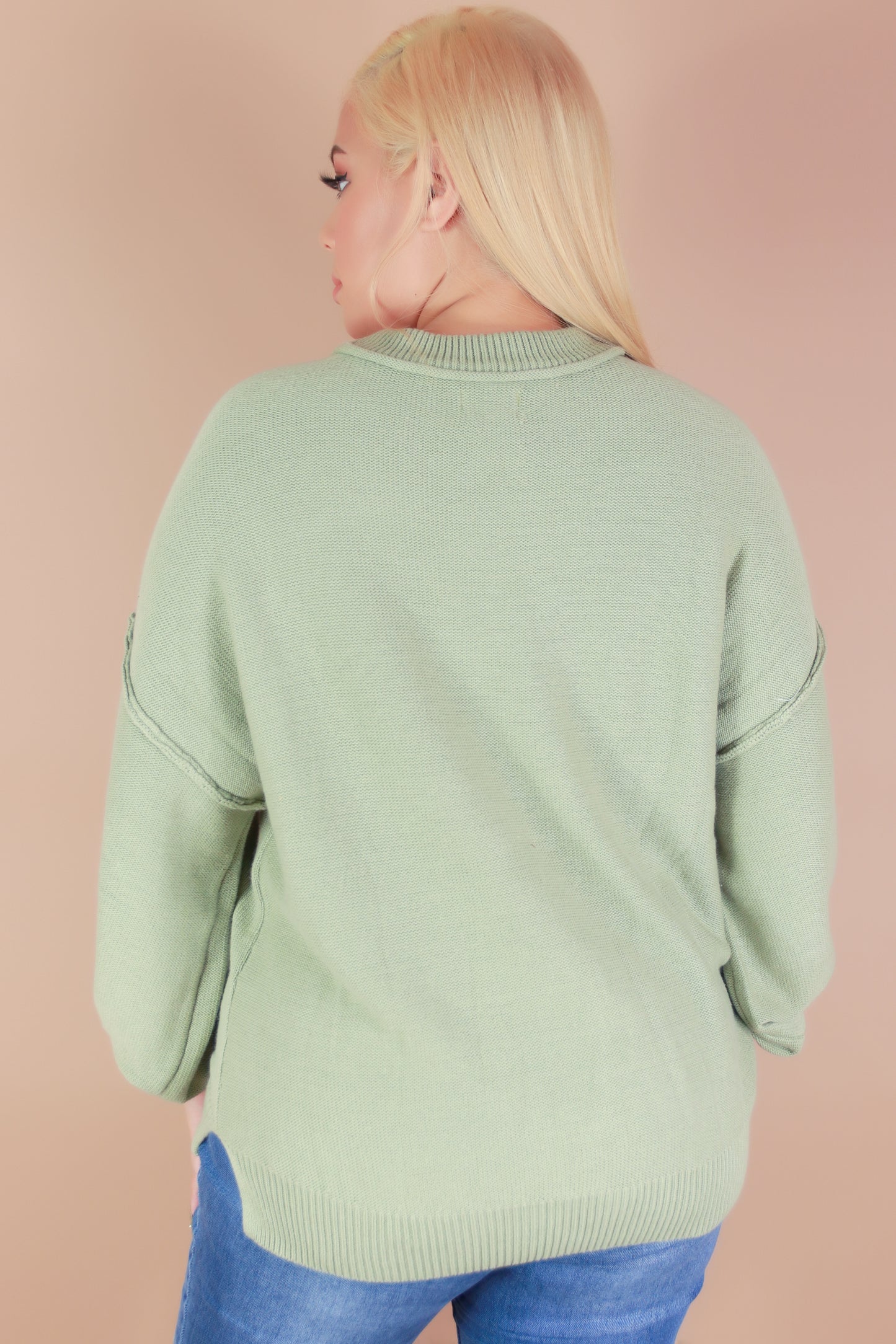 Jeans Warehouse Hawaii - PLUS SOLID LONG SLV TOPS - ON A ROLL SWEATER | By MINE FASHION