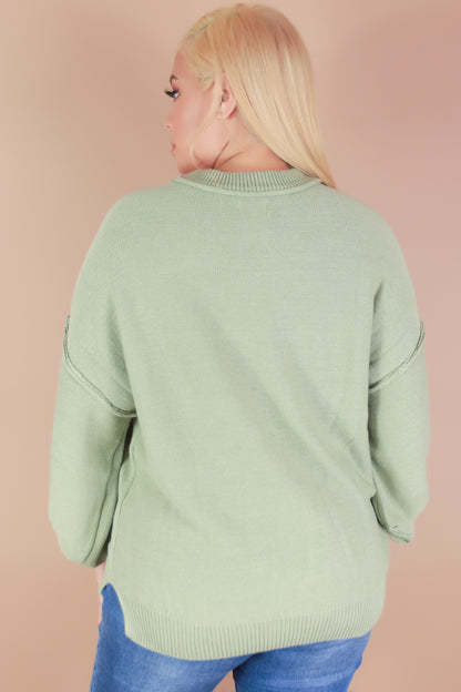 Jeans Warehouse Hawaii - PLUS SOLID LONG SLV TOPS - ON A ROLL SWEATER | By MINE FASHION